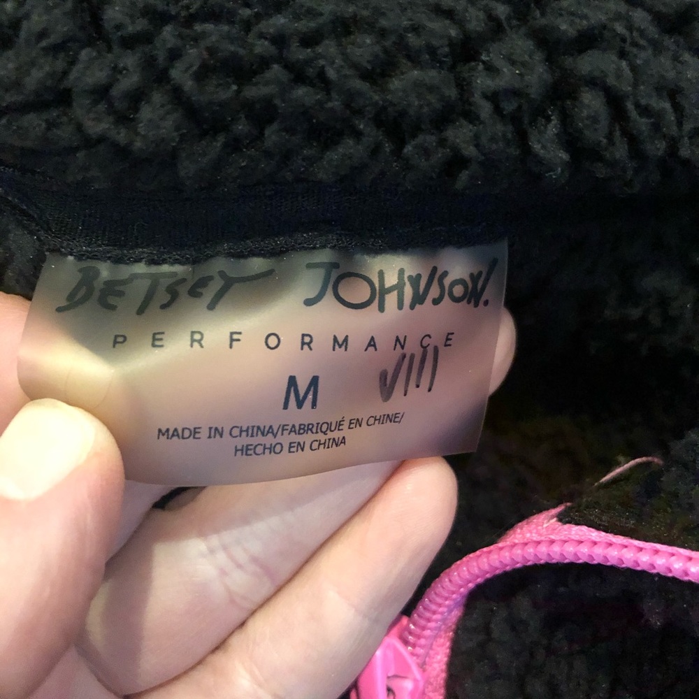 Betsey Johnson Funnel Neck Fleece Pullover Black - Picture 6 of 9